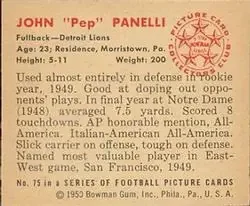 Back of John "Pep" Panelli