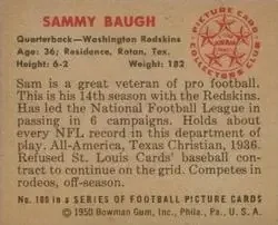 Back of Sammy Baugh