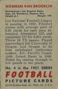 Back of Norm Van Brocklin