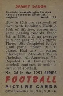 Back of Sammy Baugh