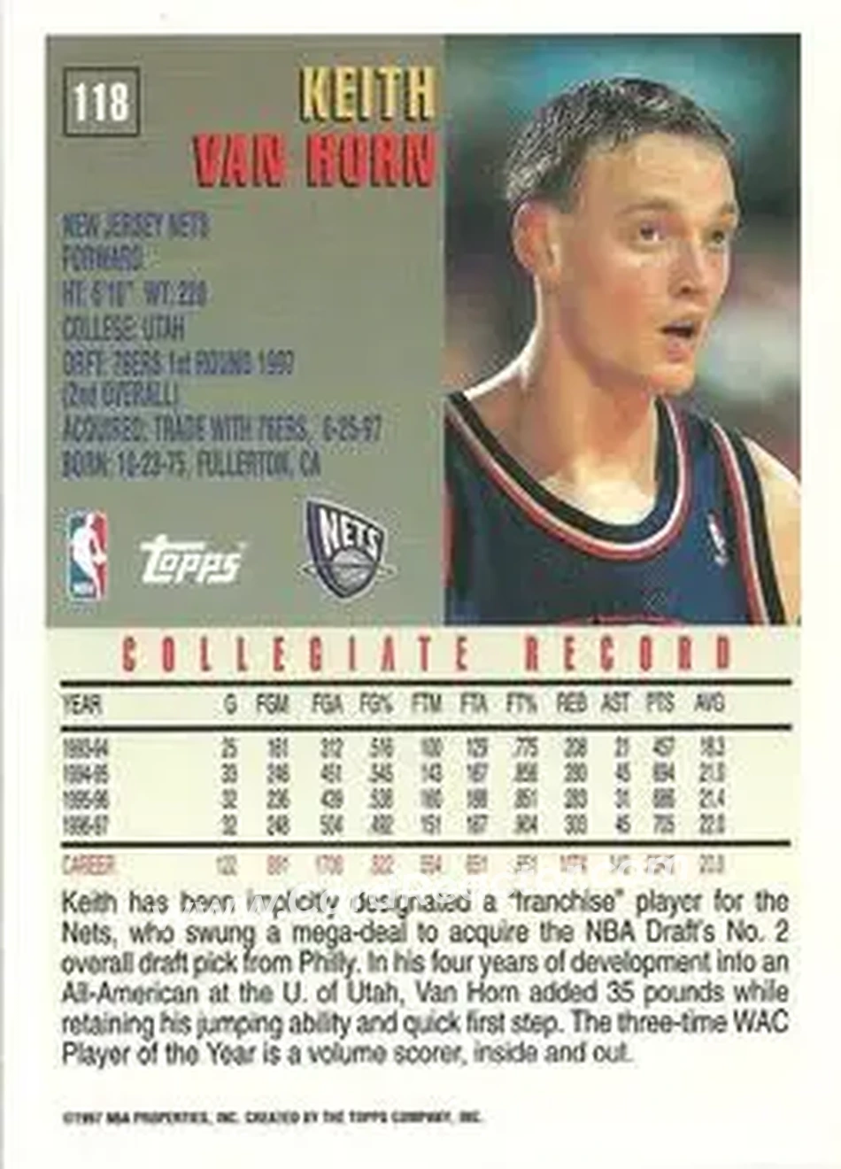 Back of Keith Van Horn