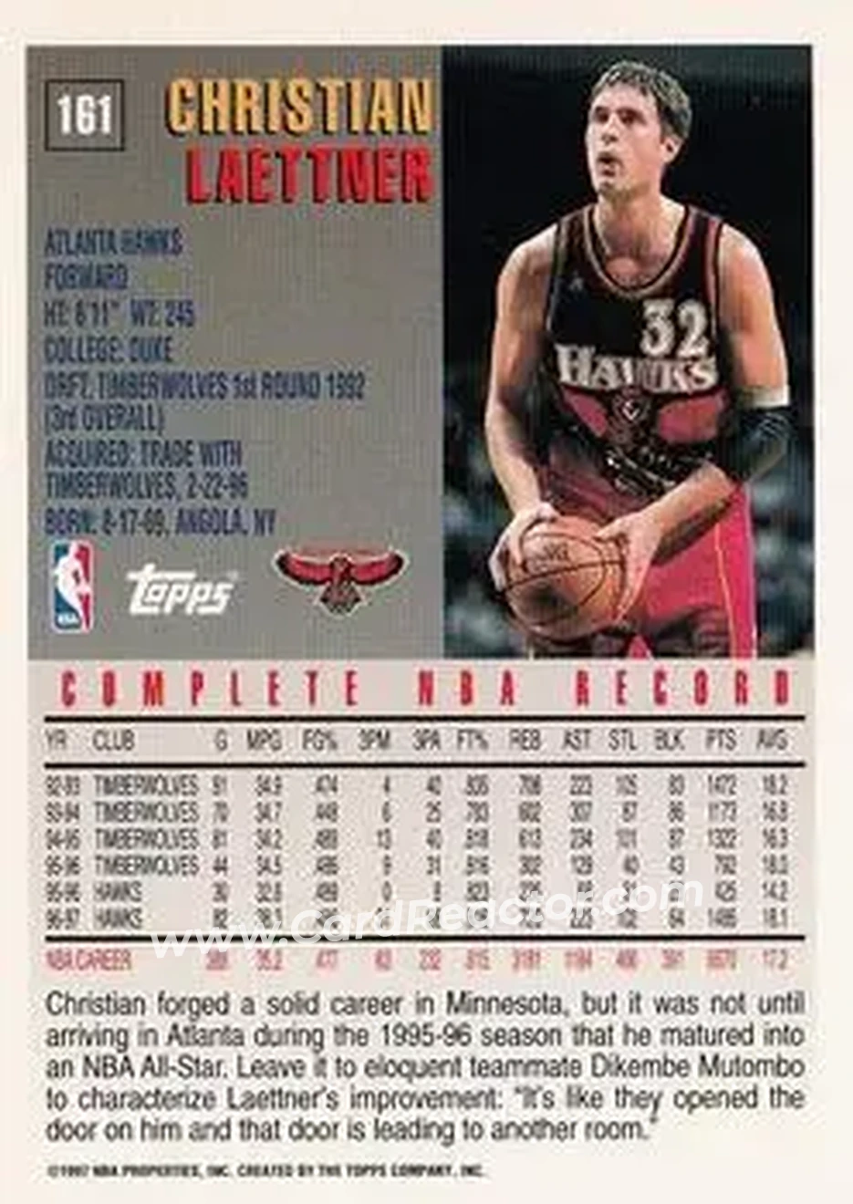 Back of Christian Laettner