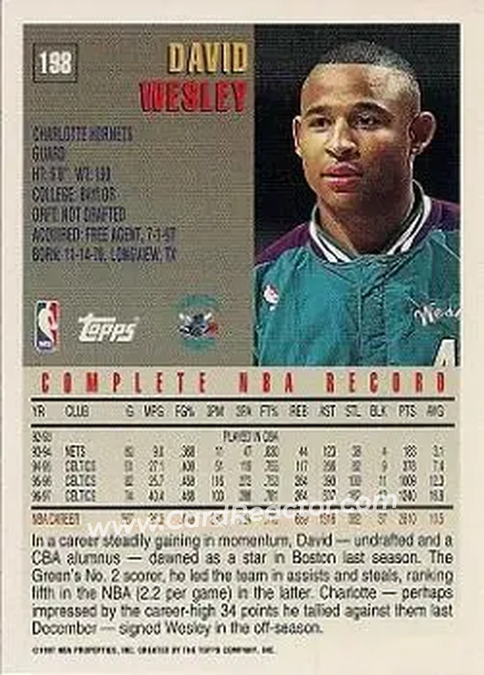 Back of David Wesley