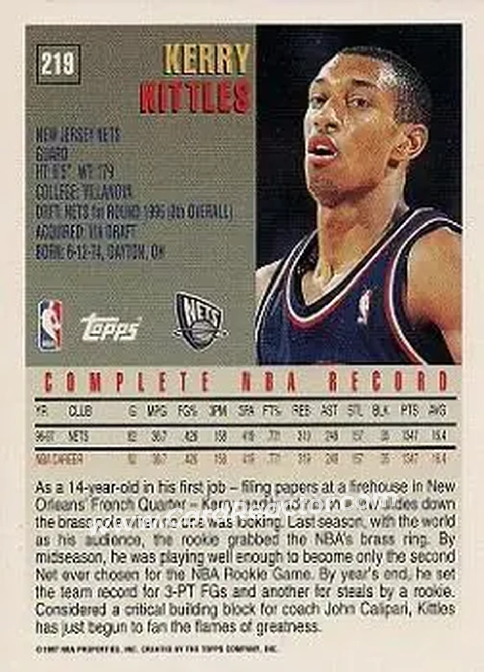 Back of Kerry Kittles