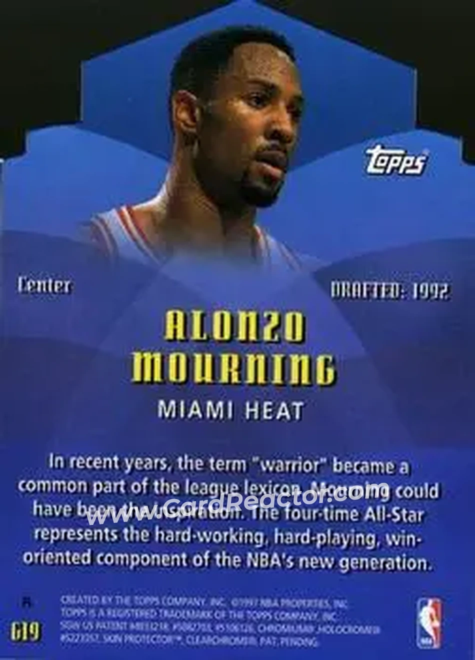 Back of Alonzo Mourning