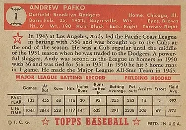 Back of Andy Pafko