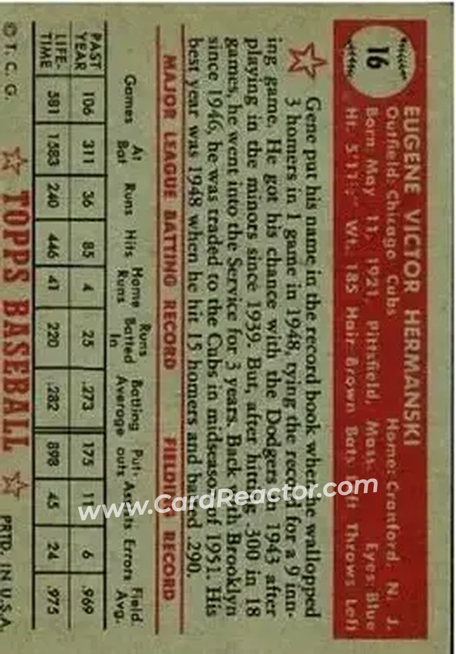 Back of Gene Hermanski