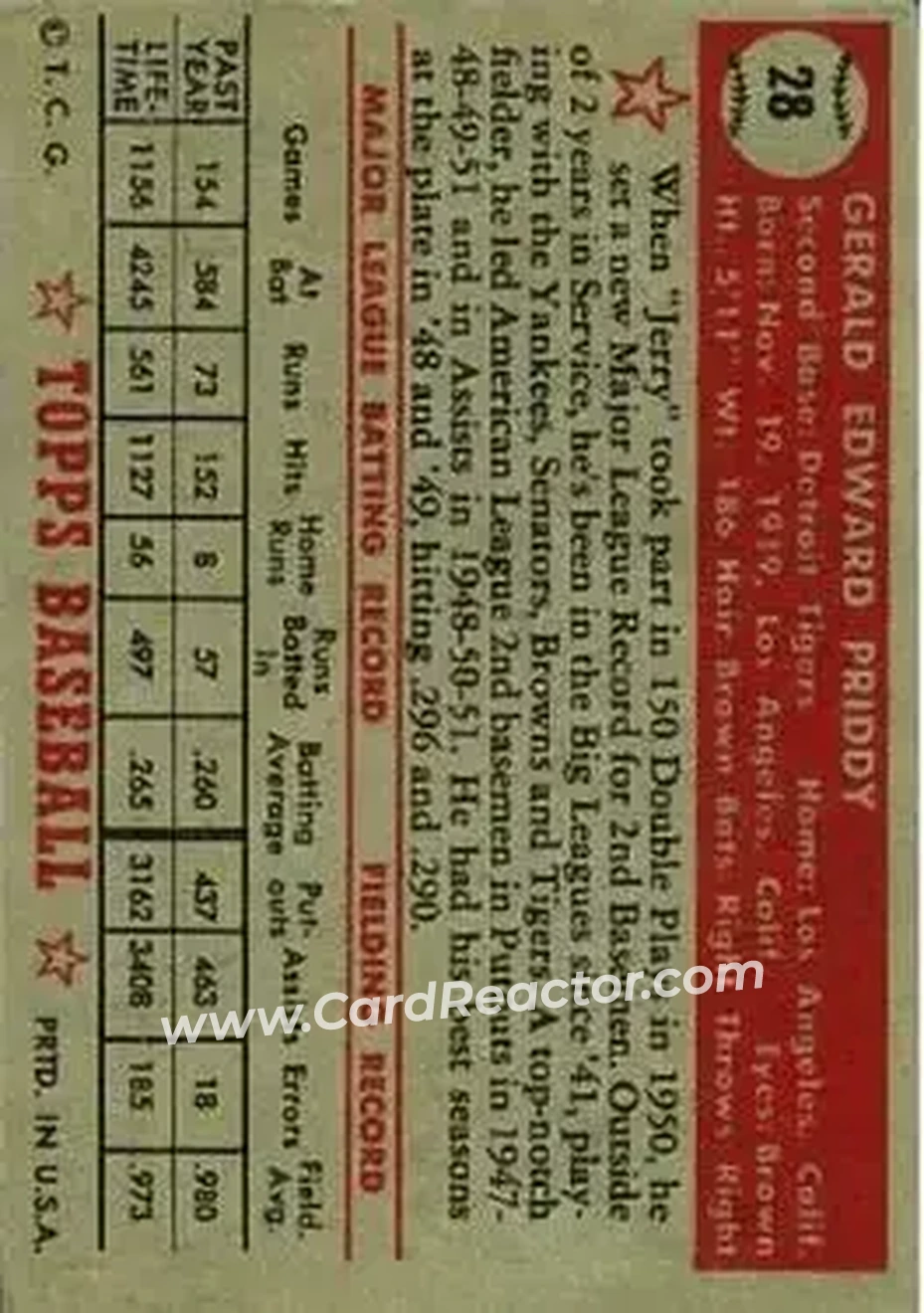 Back of Jerry Priddy