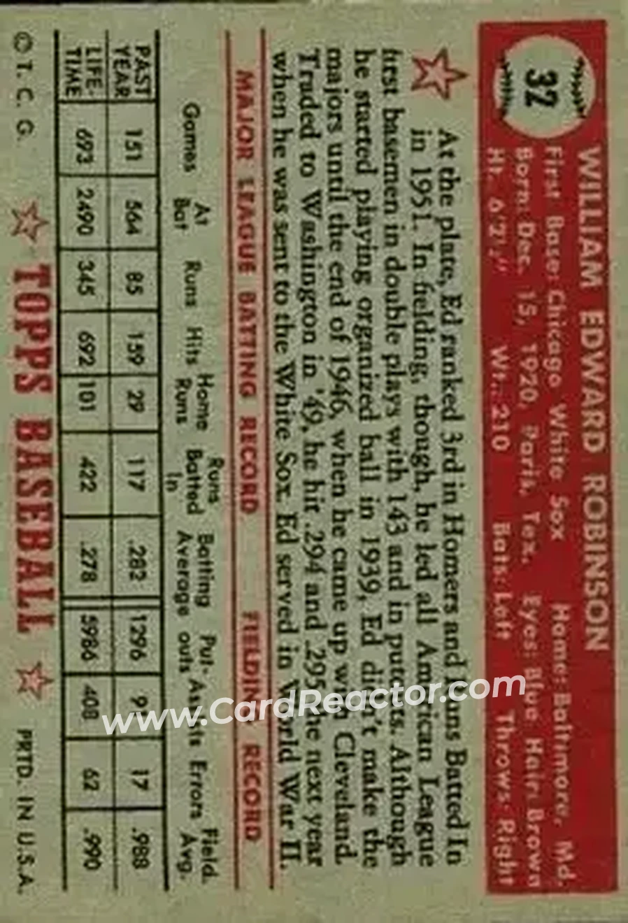 Back of Eddie Robinson