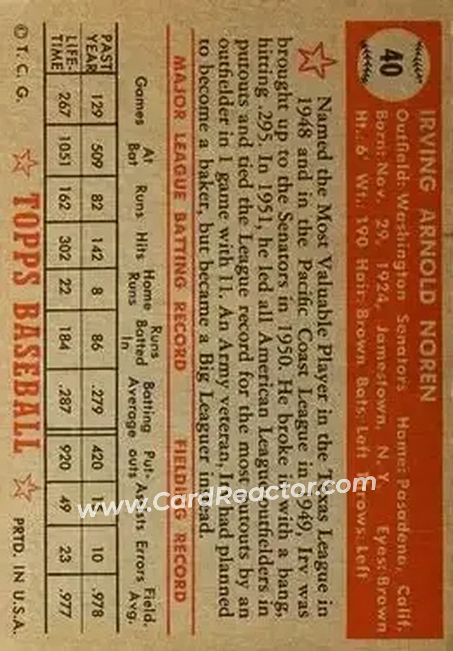 Back of Irv Noren