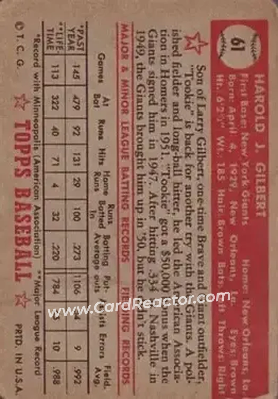 Back of Harold Gilbert