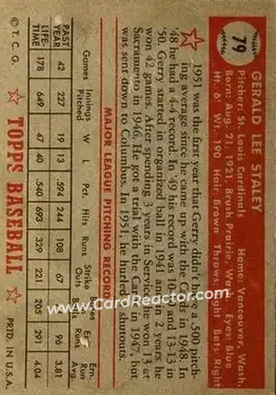 Back of Gerry Staley