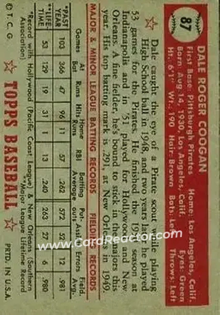 Back of Dale Coogan