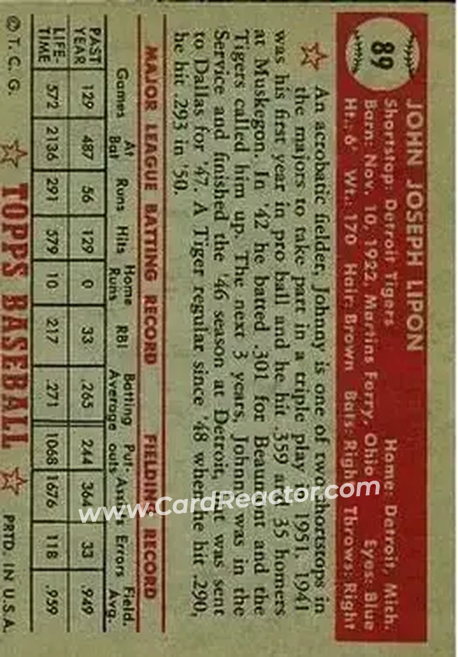 Back of Johnny Lipon