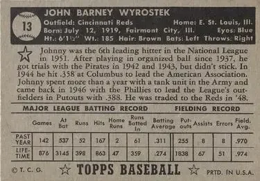 Back of Johnny Wyrostek