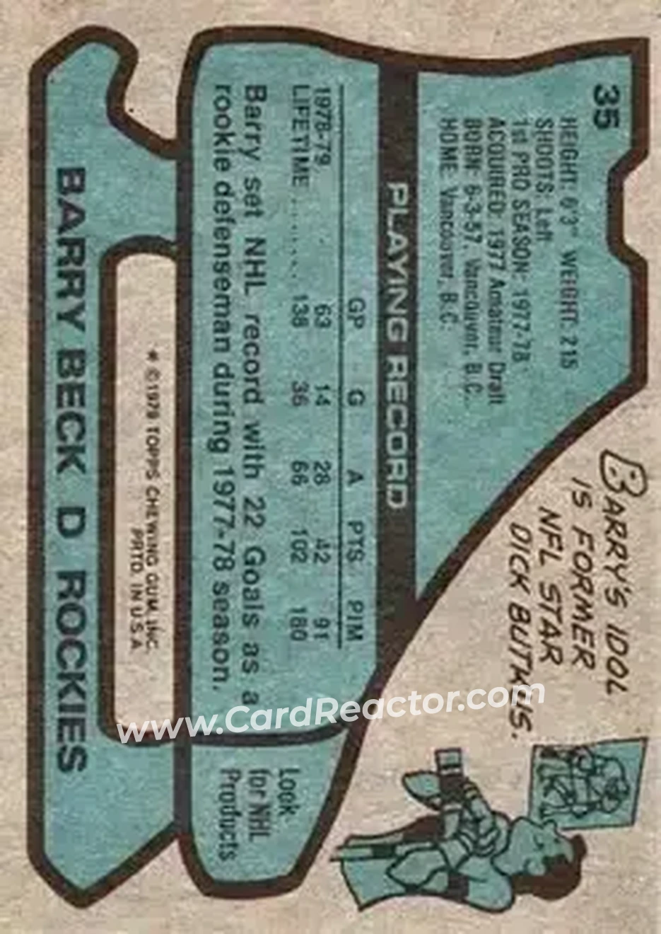 Back of Barry Beck