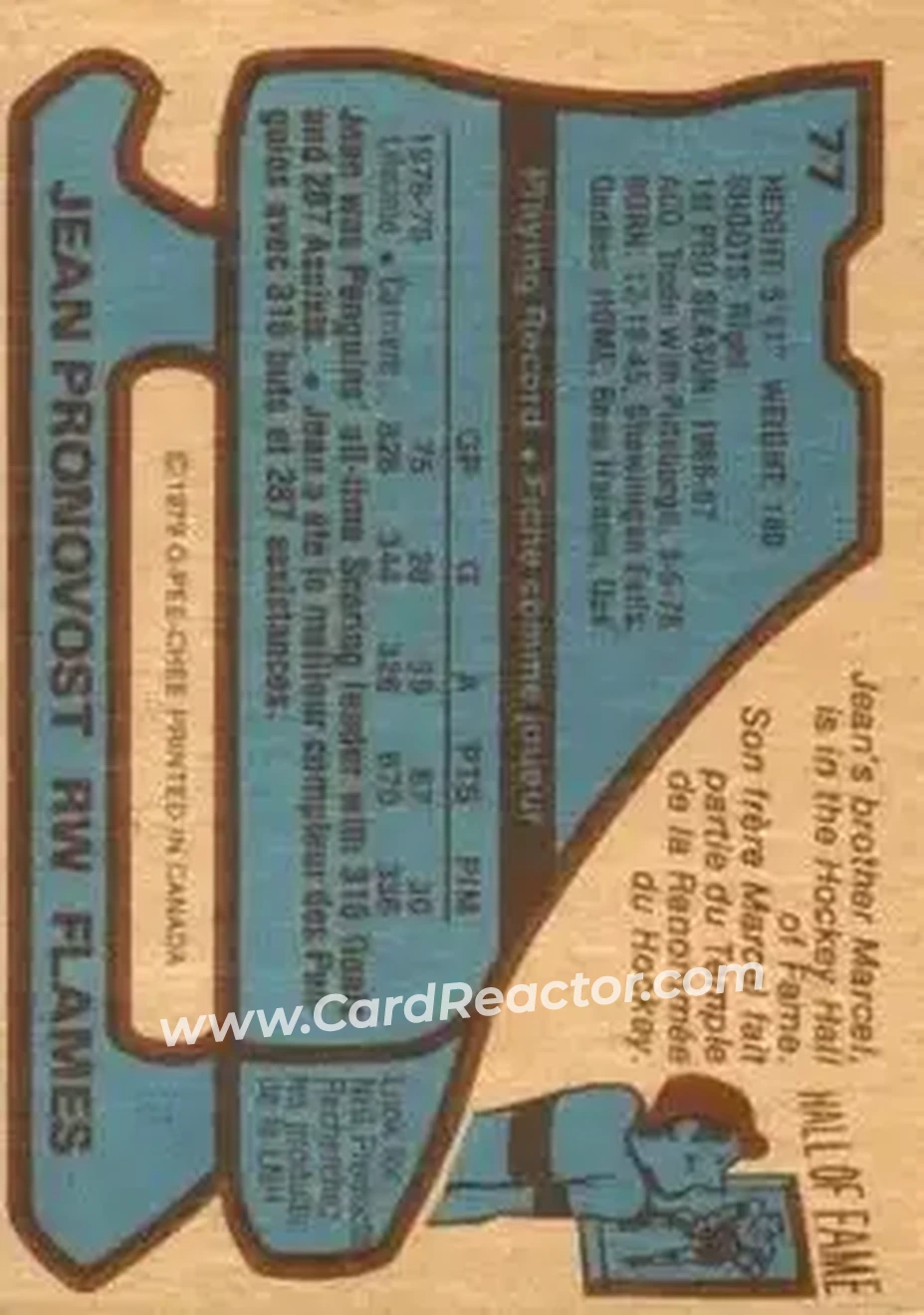 Back of Jean Pronovost