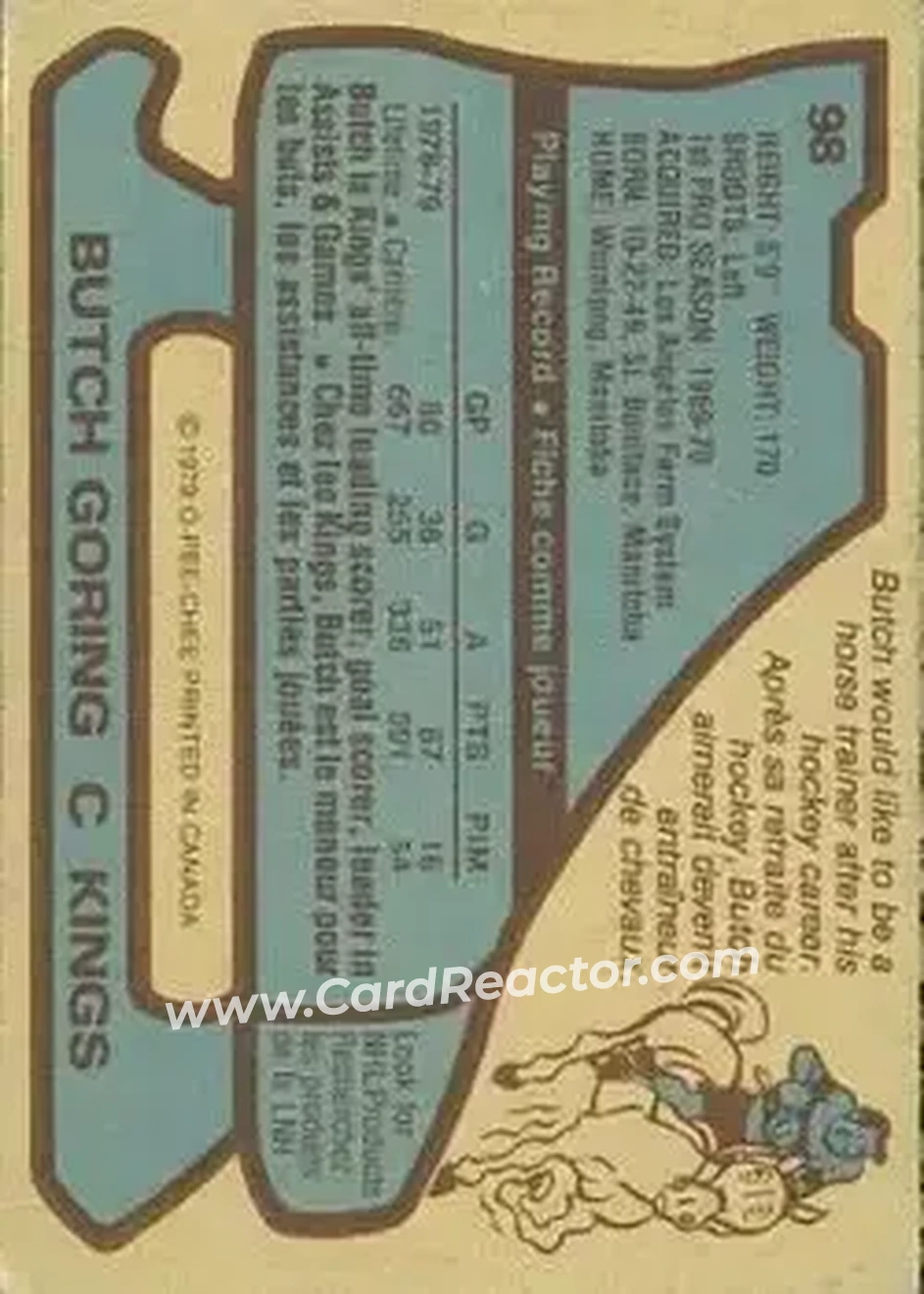 Back of Butch Goring