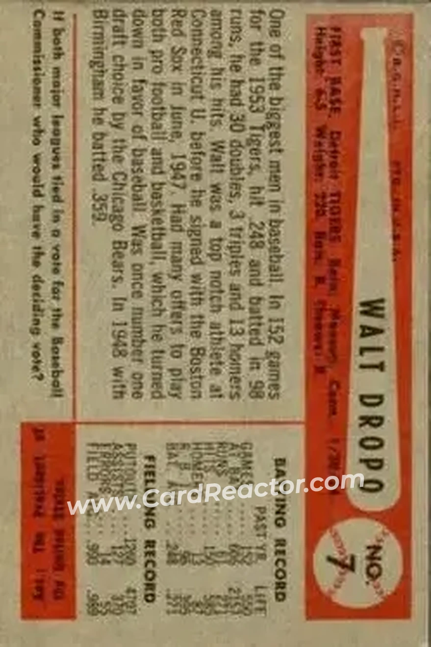 Back of Walt Dropo