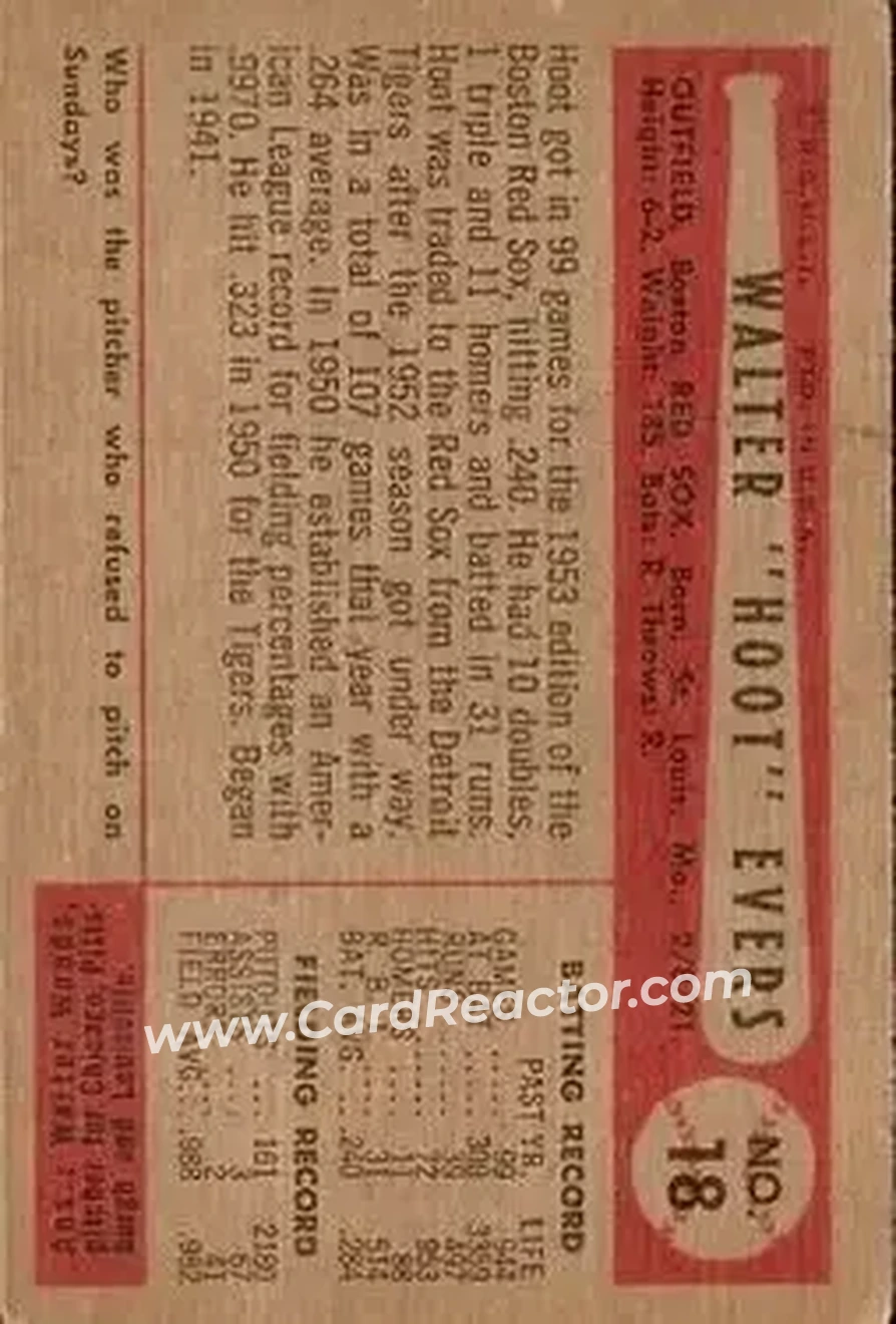 Back of Walter "Hoot" Evers