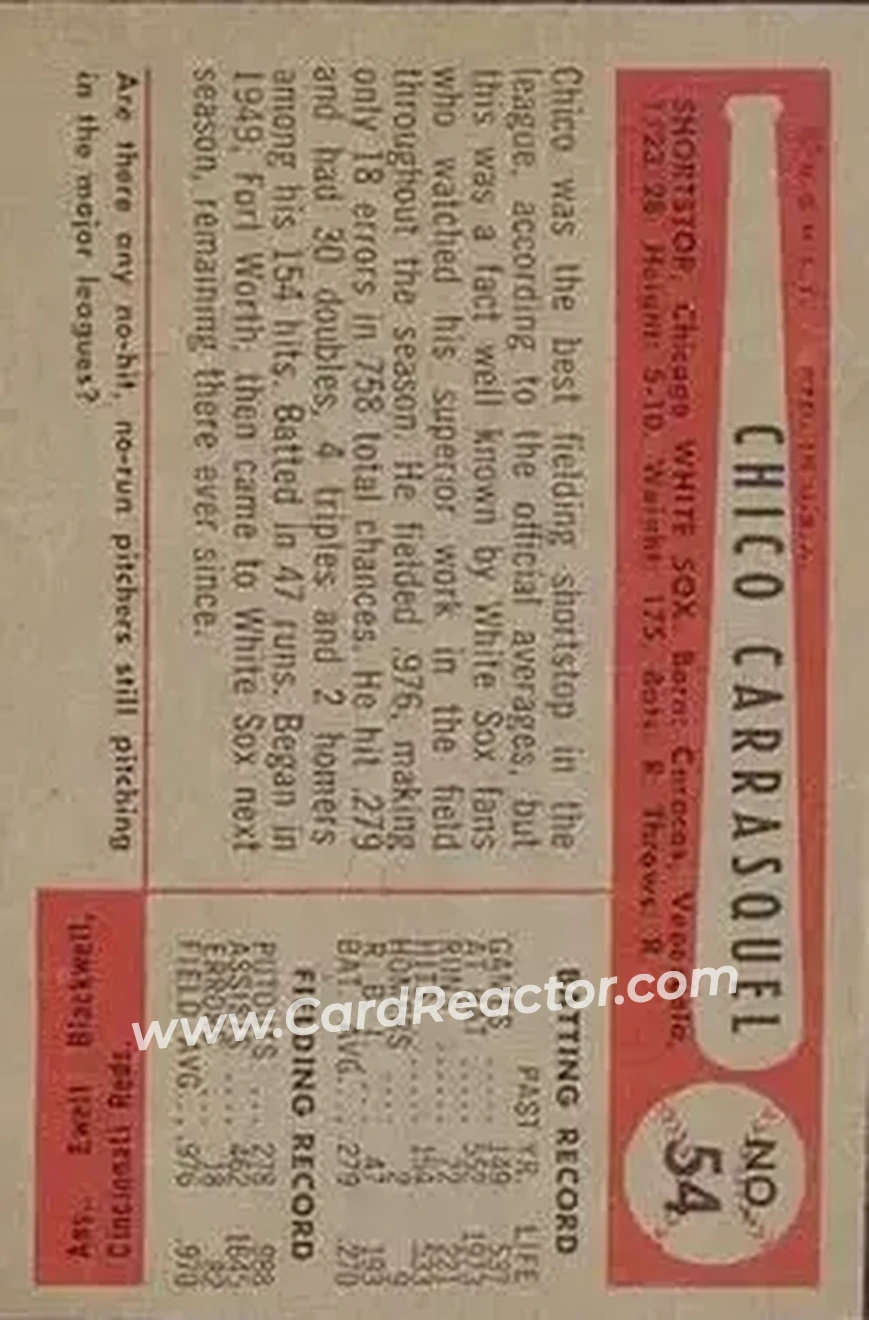 Back of Chico Carrasquel