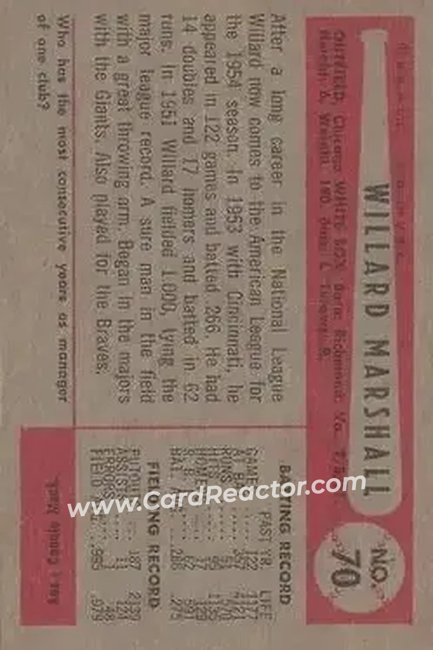 Back of Willard Marshall