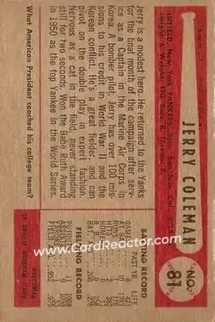 Back of Jerry Coleman