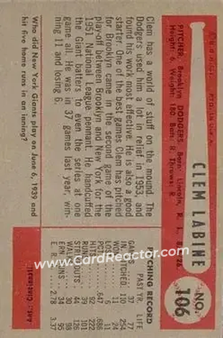 Back of Clem Labine