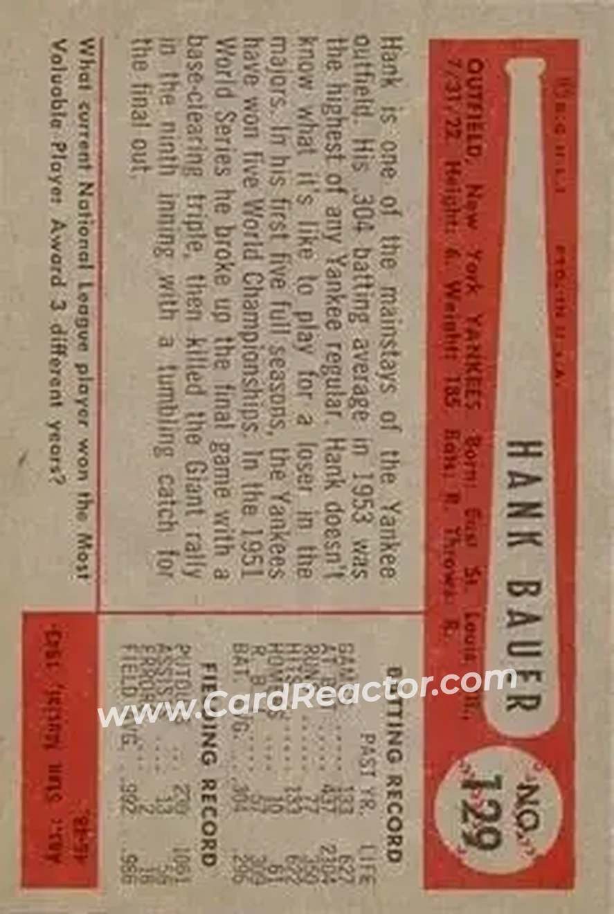 Back of Hank Bauer