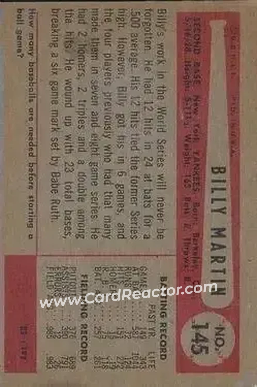Back of Billy Martin