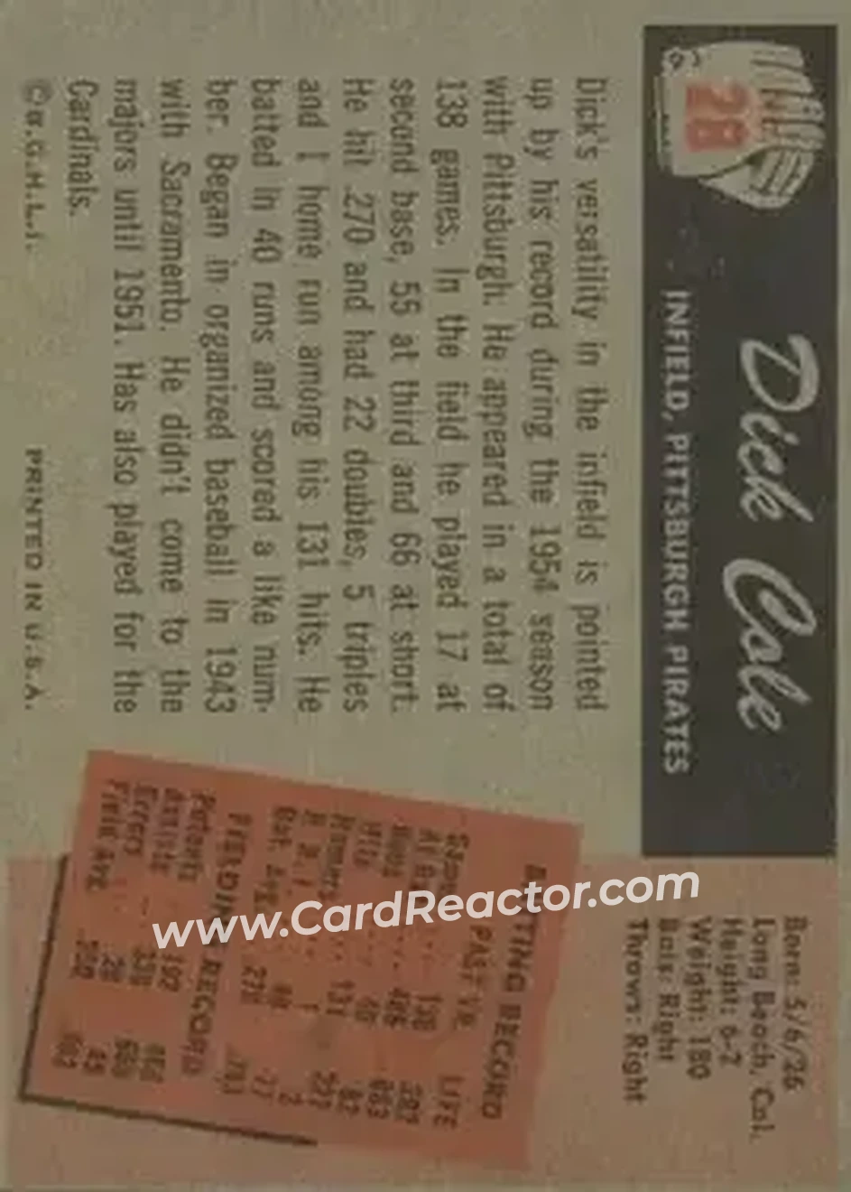 Back of Dick Cole