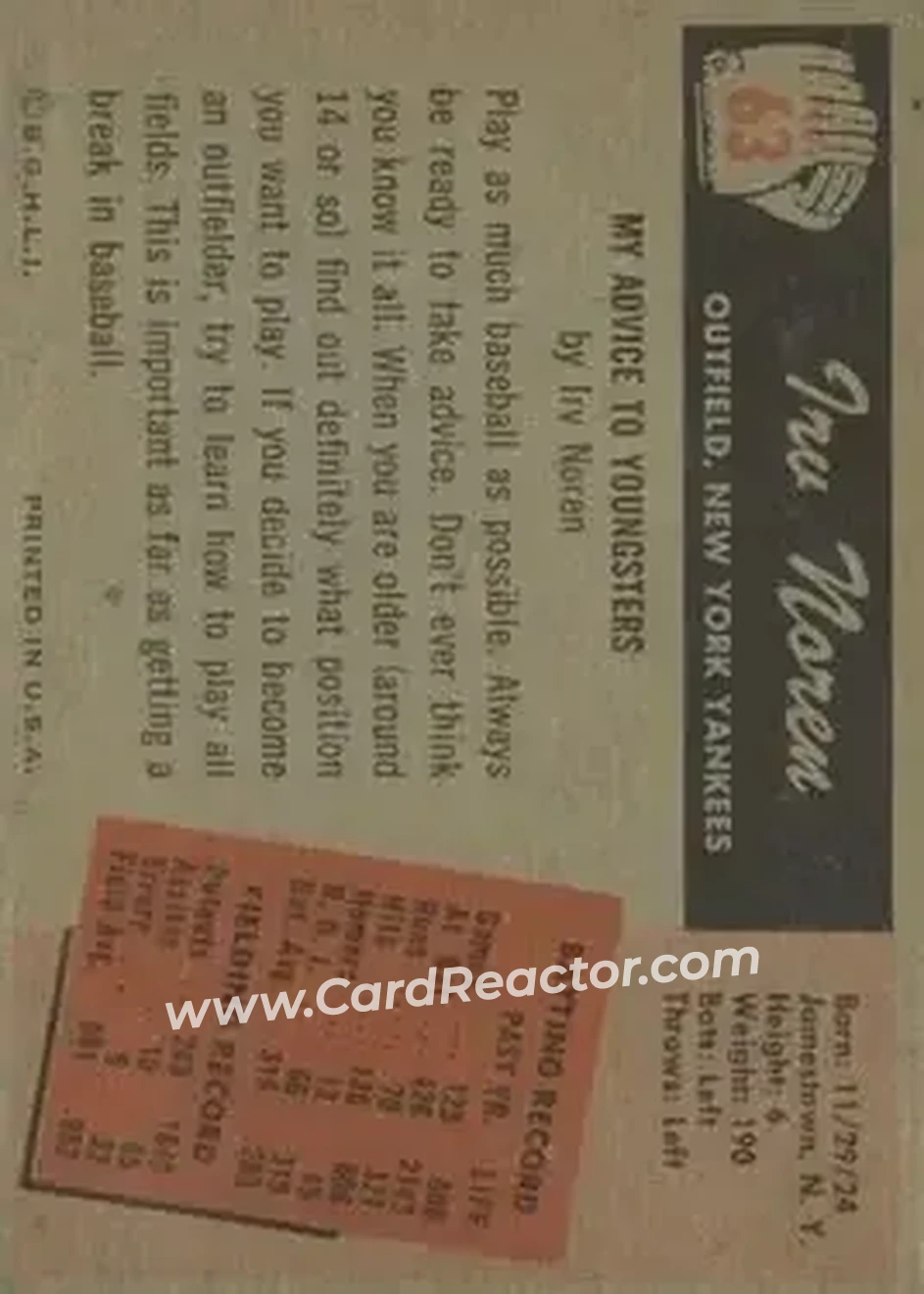 Back of Irv Noren