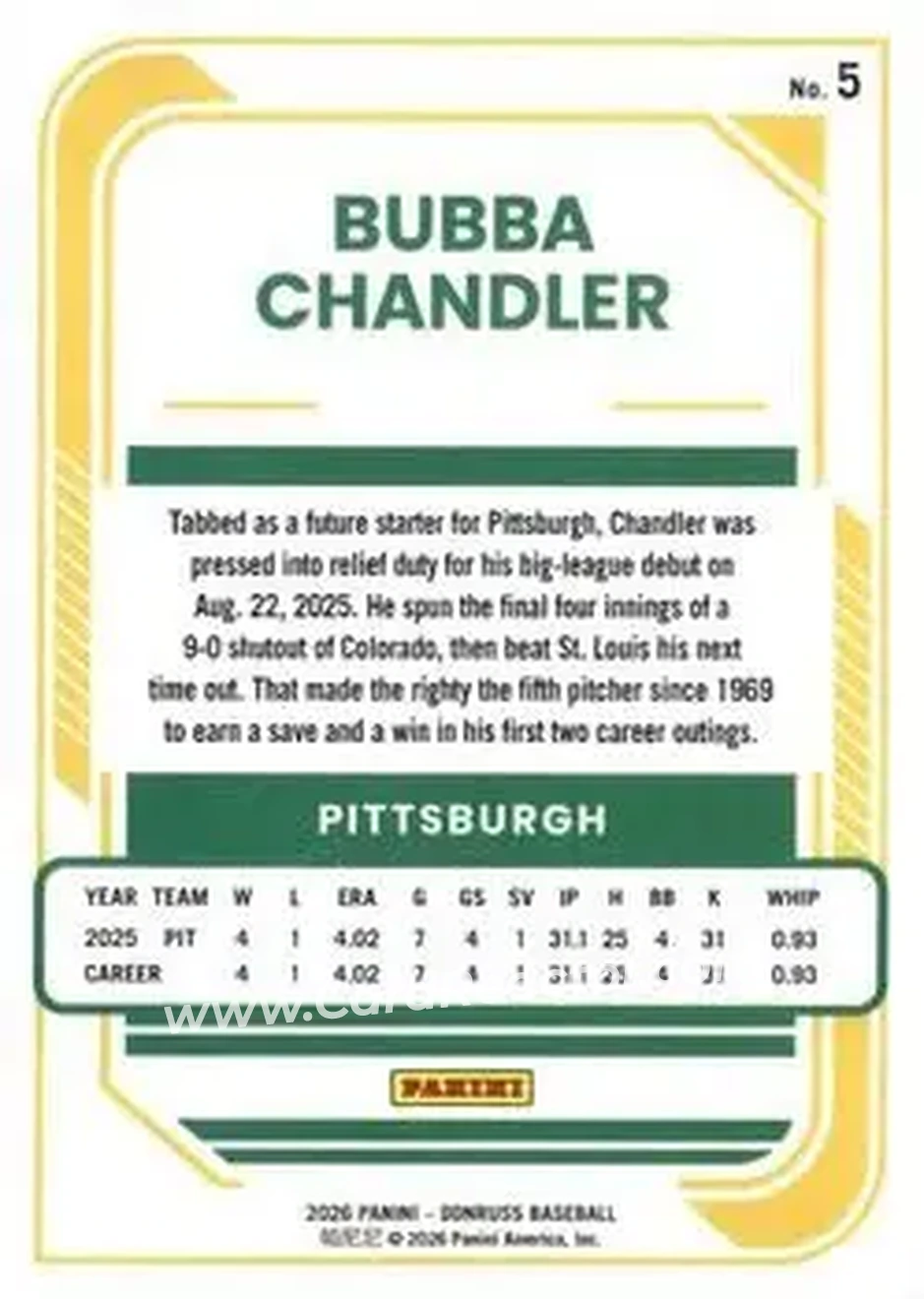 Back of Bubba Chandler