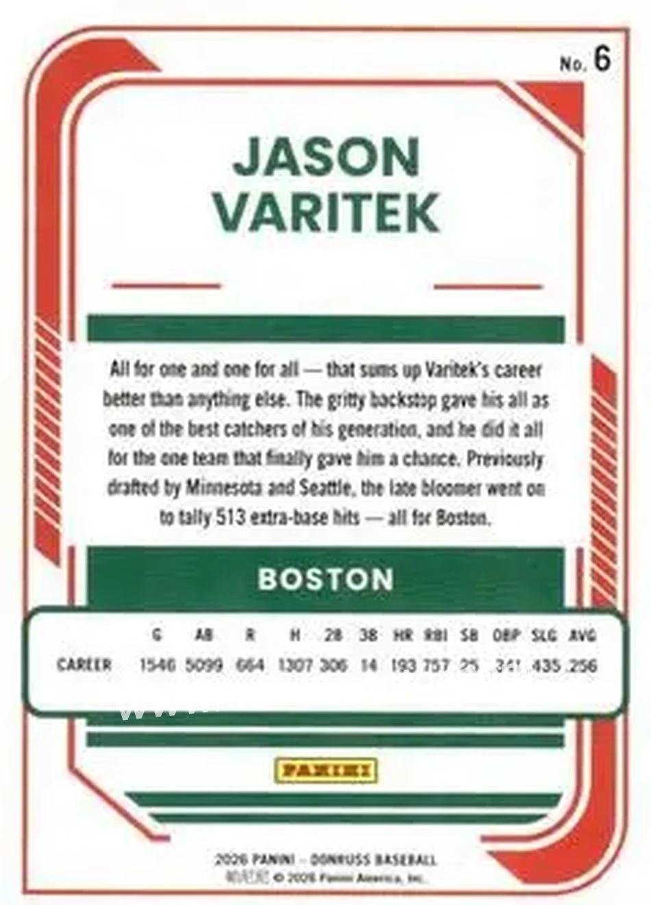 Back of Jason Varitek