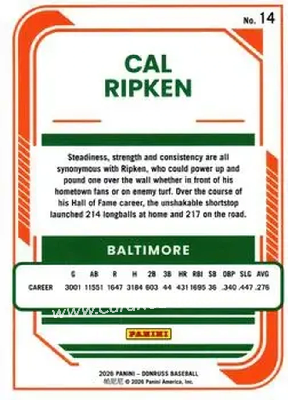 Back of Cal Ripken
