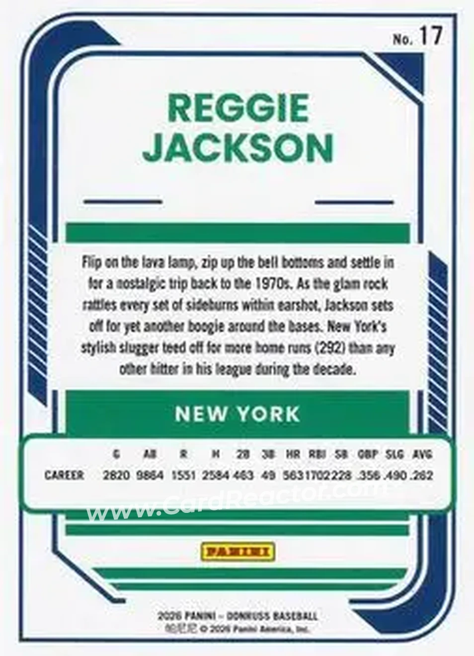 Back of Reggie Jackson (b.1946 OF)