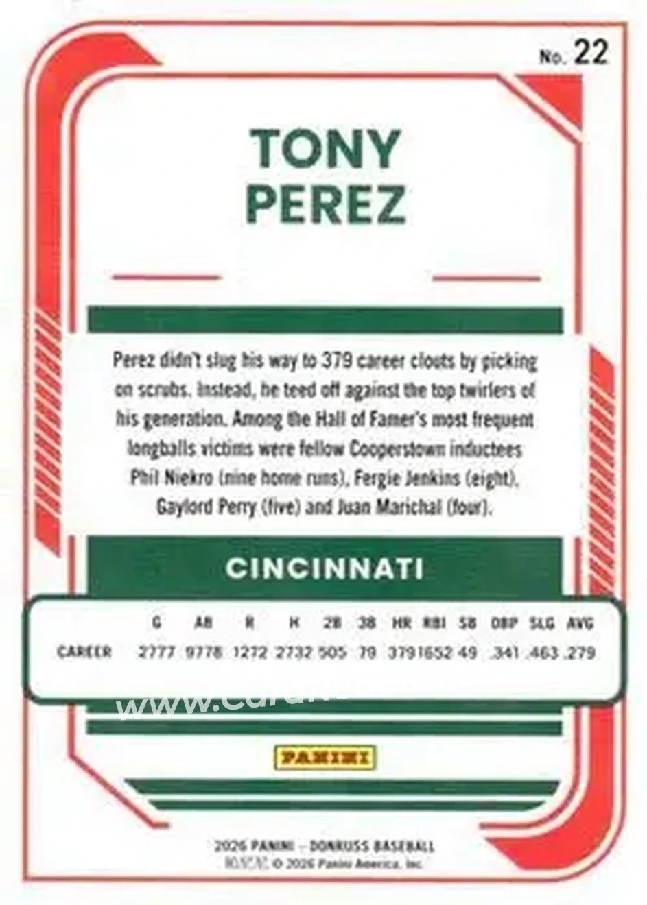 Back of Tony Pérez