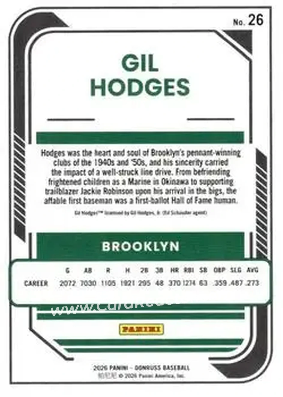Back of Gil Hodges