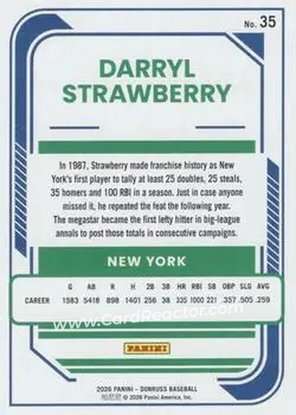 Back of Darryl Strawberry