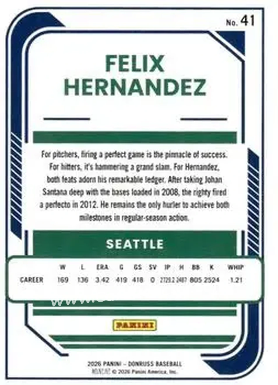 Back of Felix Hernandez