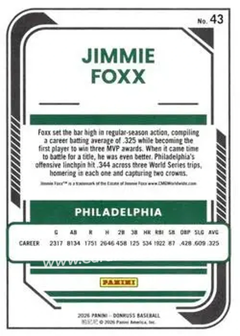 Back of Jimmie Foxx