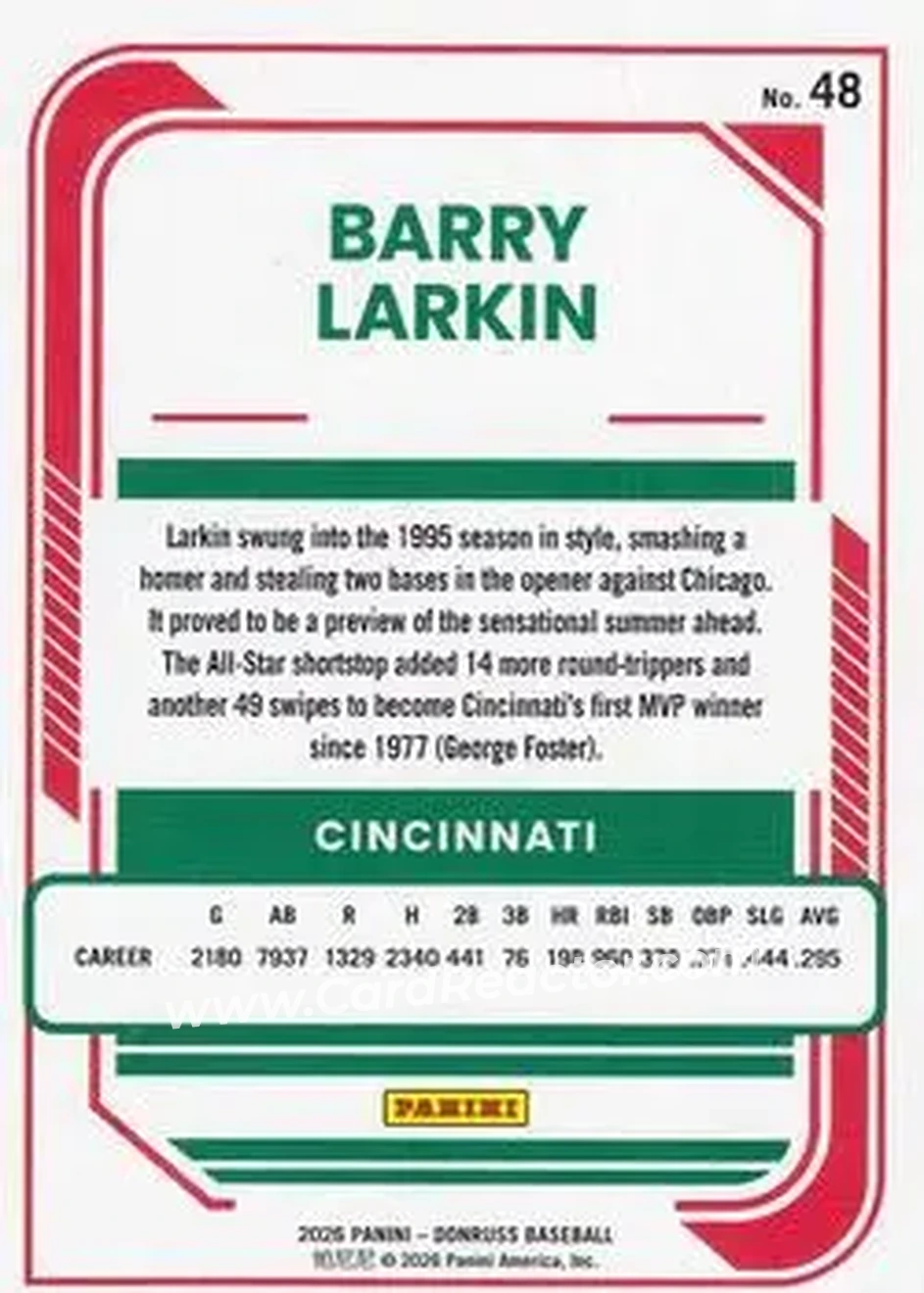 Back of Barry Larkin