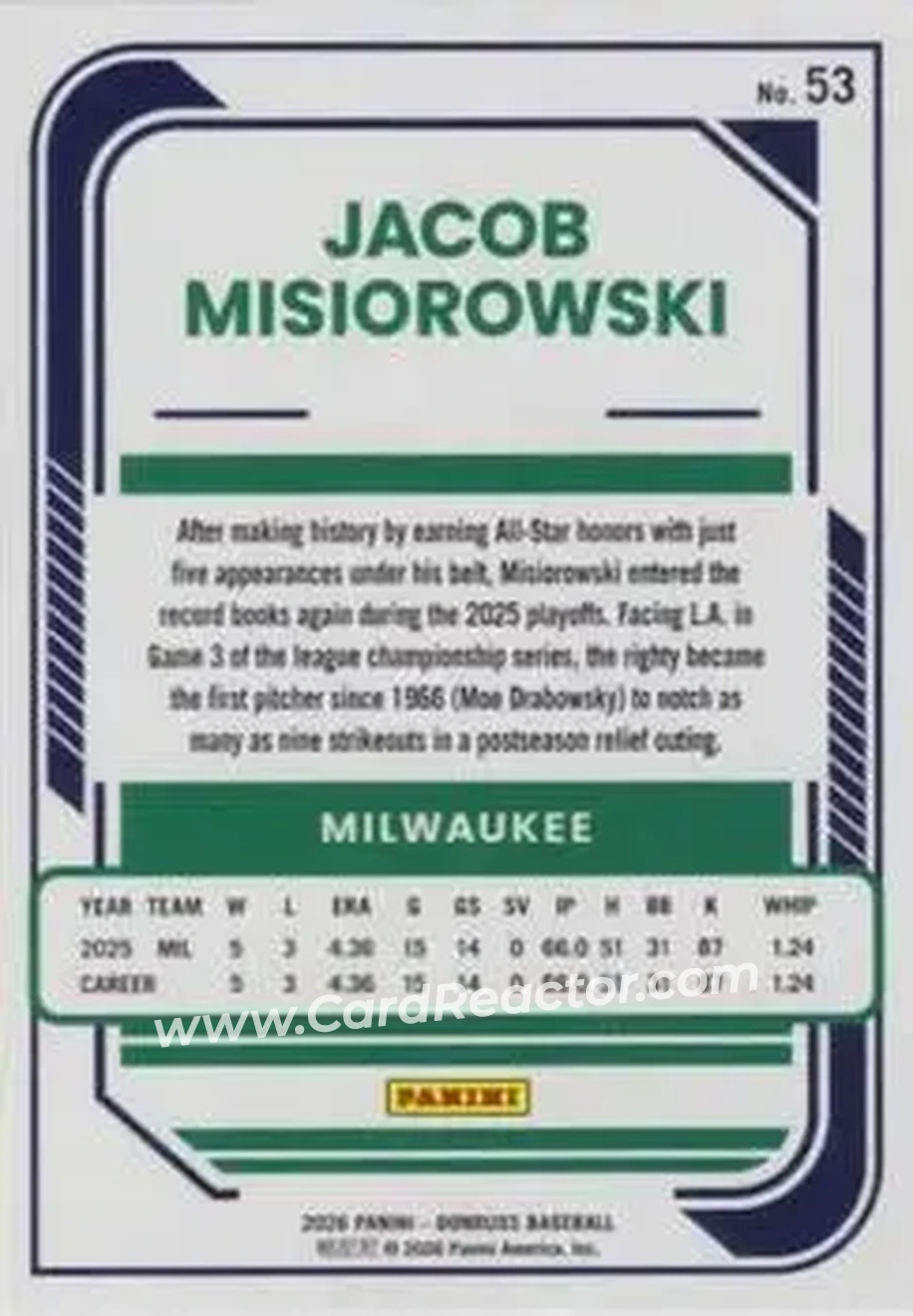 Back of Jacob Misiorowski