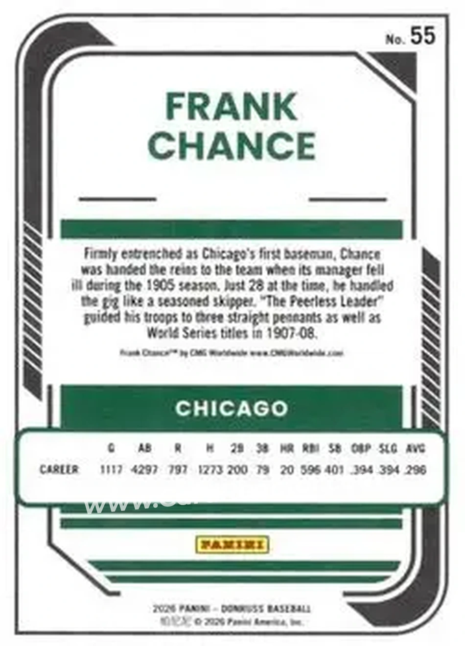 Back of Frank Chance