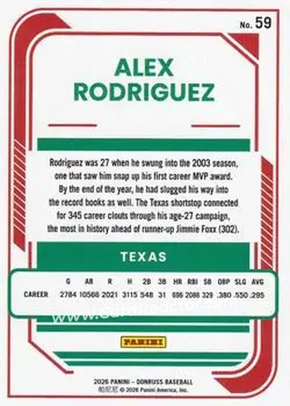 Back of Alex Rodriguez