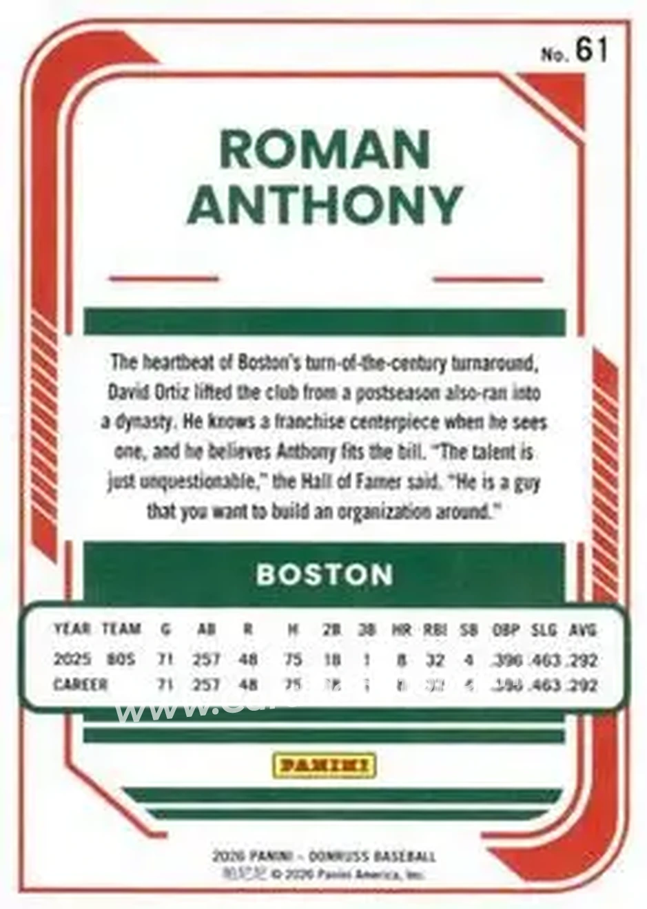 Back of Roman Anthony