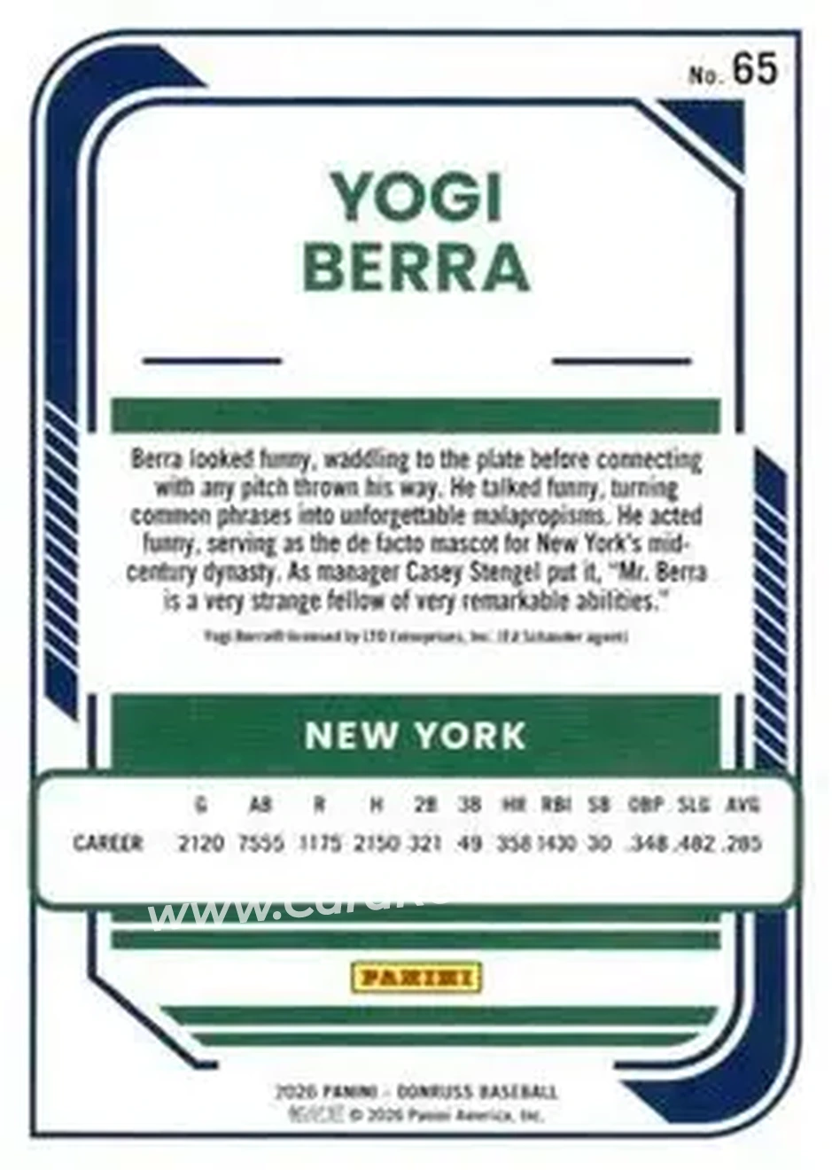 Back of Larry "Yogi" Berra
