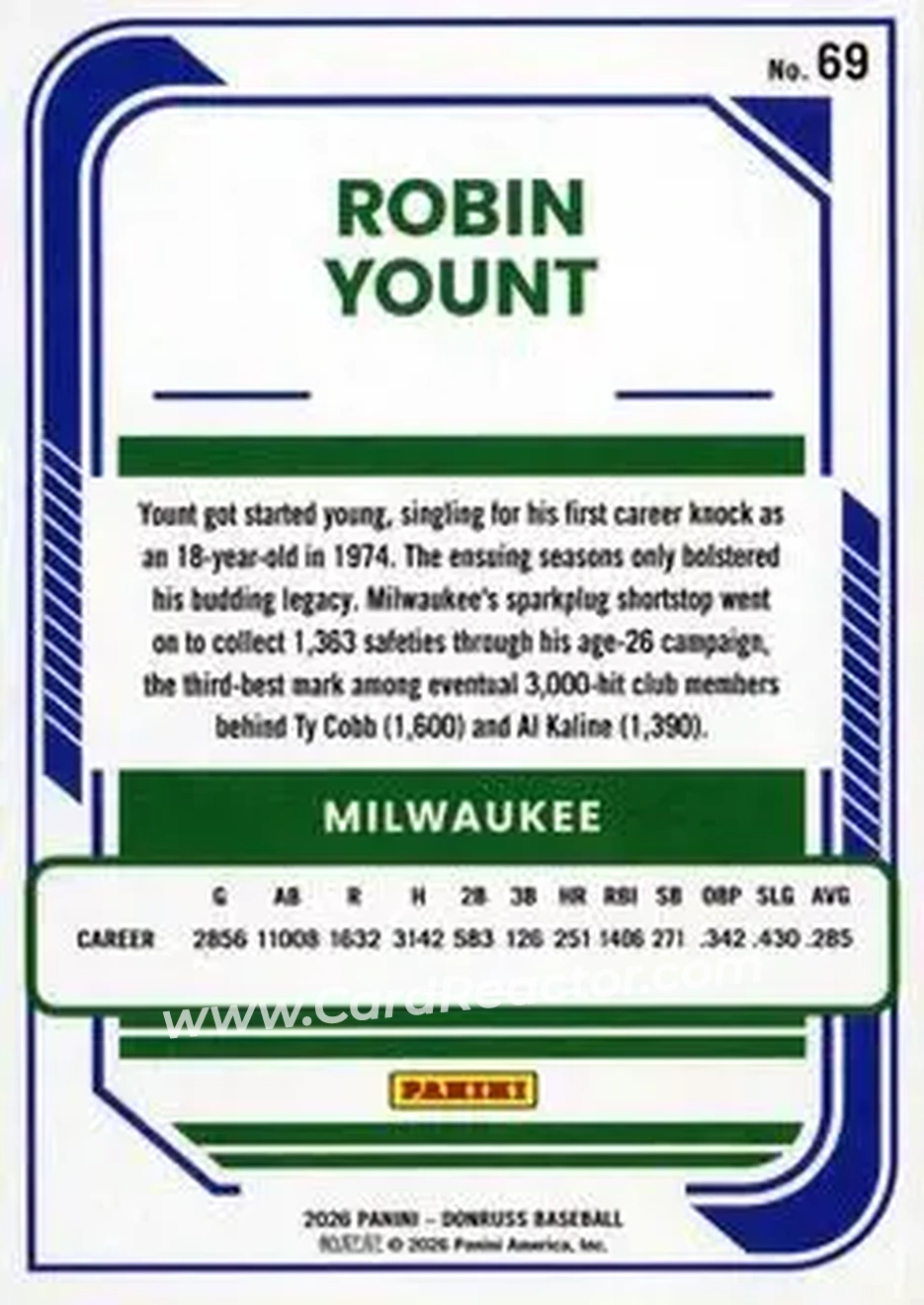 Back of Robin Yount