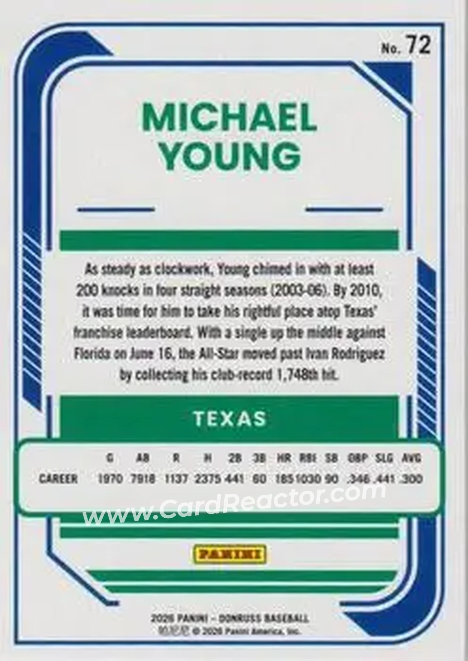 Back of Michael Young