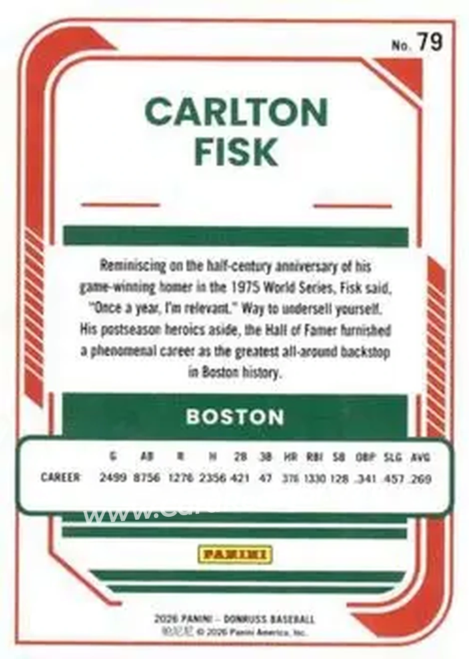 Back of Carlton Fisk